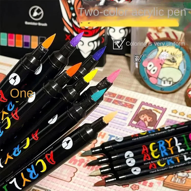 Premium Dual Tip Acrylic Paint Markers for Stone Wood & Calligraphy