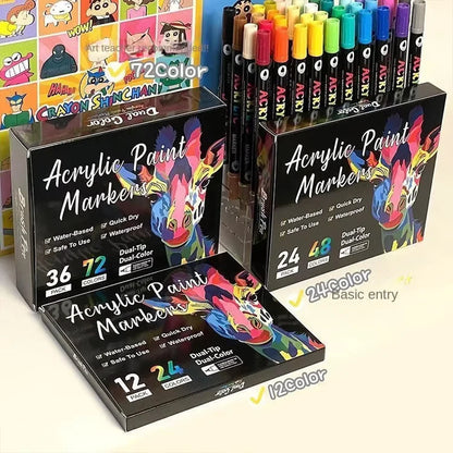 Premium Dual Tip Acrylic Paint Markers for Stone Wood & Calligraphy